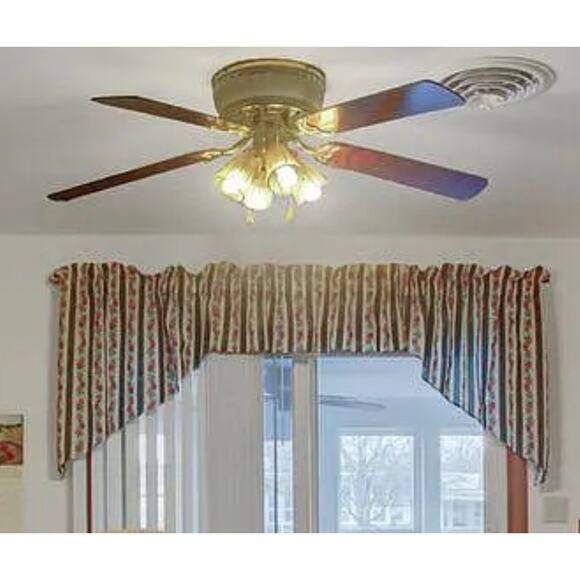 Sliding or Patio Door Valance 3 in wide by 200 ins Floral Stripe pink red blue - Picture 1 of 3